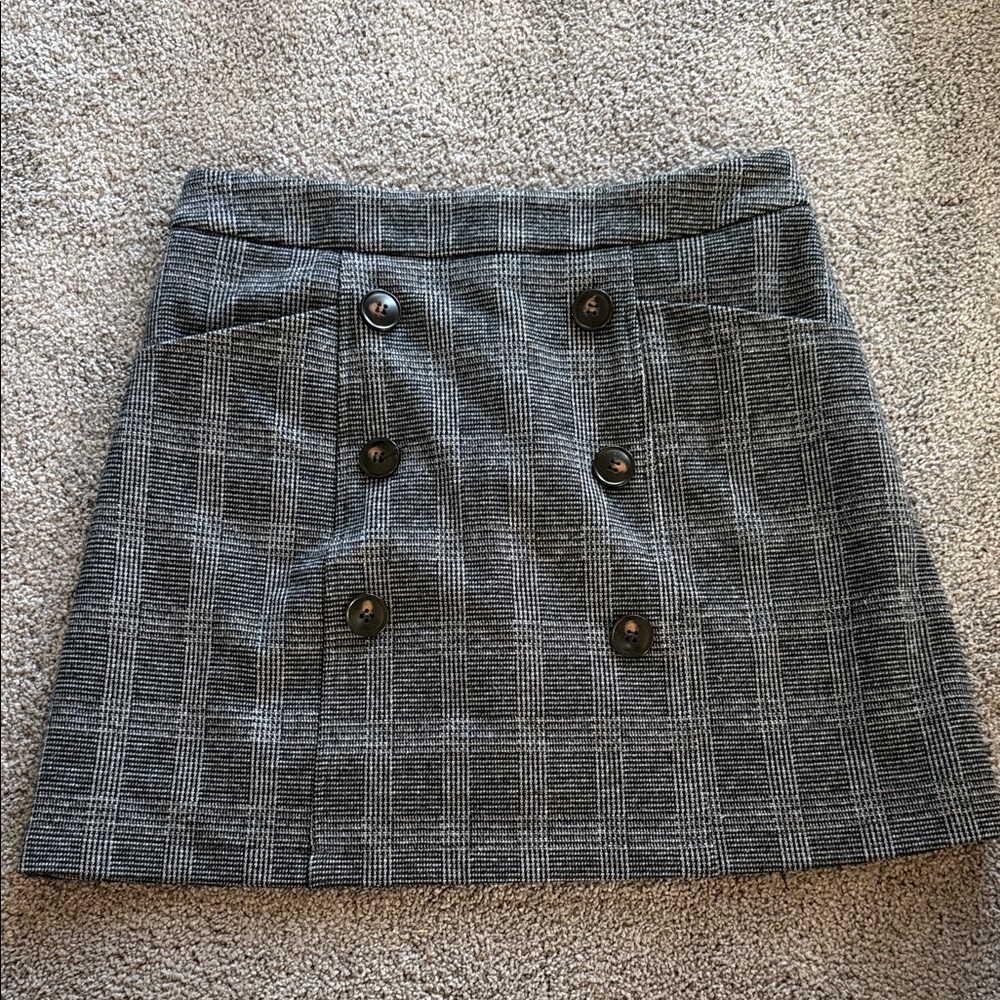 Classic Gray Plaid Skirt
